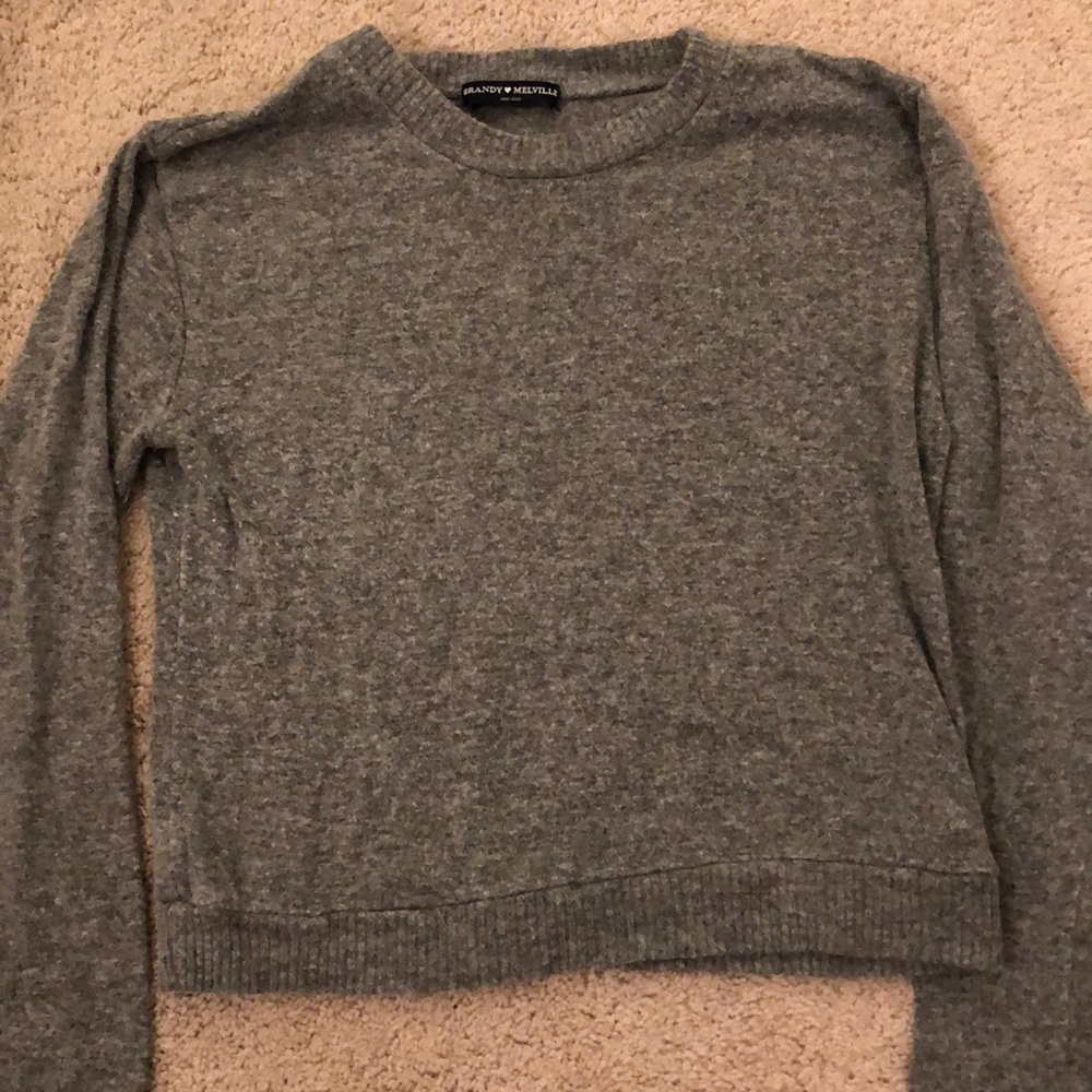 Brandy Melville long sleeved grey cropped tee